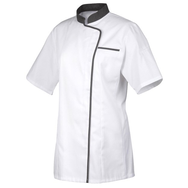 Short-sleeeve jacket, white, grey border, XS, Expression