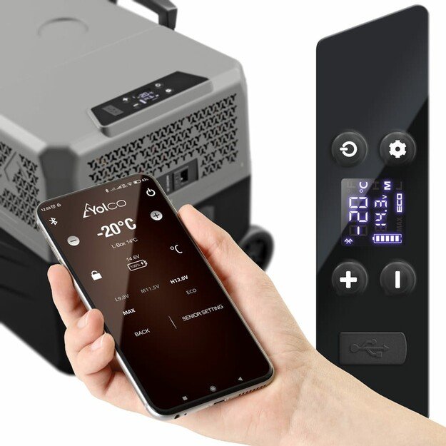 Kilnojams mini šaldytuvas kompres. Yolco BCX30 Grey 9