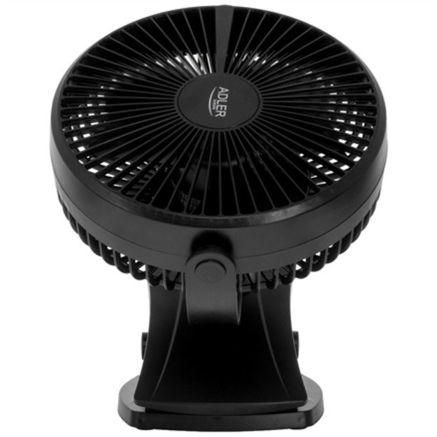 Adler Rechargeable Clip-on Desk Fan | AD 7342 | Table Fan | Black | Diameter 15.5 cm | Number of speeds 3 | Oscillation | 5 W 7