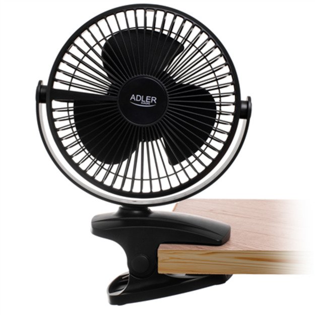 Adler Rechargeable Clip-on Desk Fan | AD 7342 | Table Fan | Black | Diameter 15.5 cm | Number of speeds 3 | Oscillation | 5 W 3