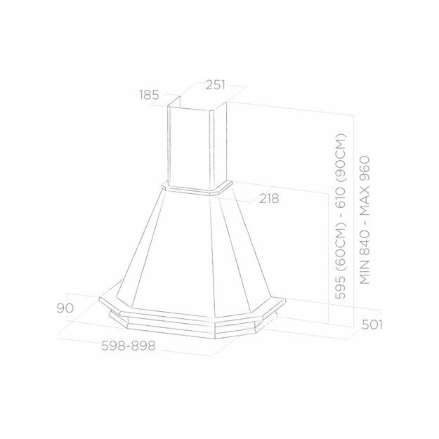 ELICA EMERALD WH/A/90 T.GREZZO, Nedažyto medžio apdaila 2