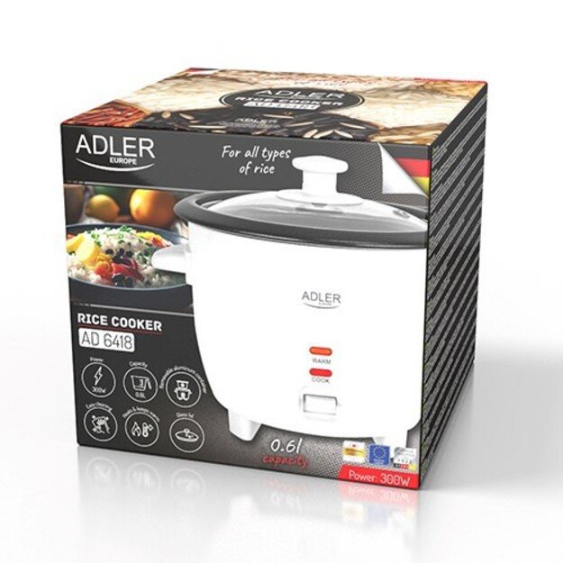 Adler AD 6406 Rice cooker Black, Stainless steel 1000 W