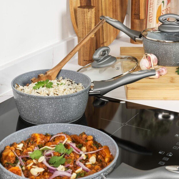 Salter BW02986G1EU7 Marblestone 3-Piece Saucepan Set - 16/18/20cm 6