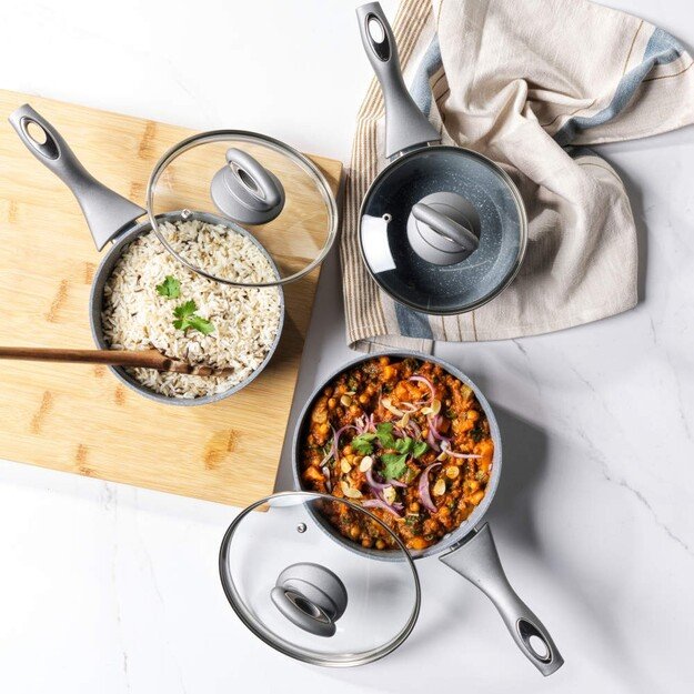 Salter BW02986G1EU7 Marblestone 3-Piece Saucepan Set - 16/18/20cm 5