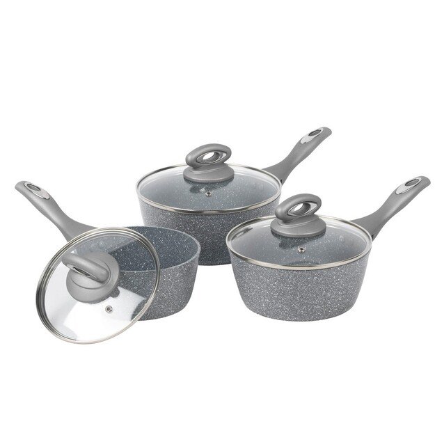 Salter BW02986G1EU7 Marblestone 3-Piece Saucepan Set - 16/18/20cm