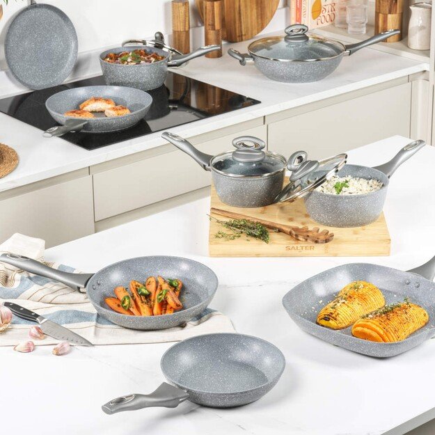 Salter BW02986G1EU7 Marblestone 3-Piece Saucepan Set - 16/18/20cm 3