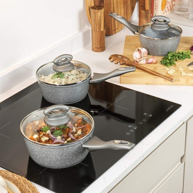 Salter BW02986G1EU7 Marblestone 3-Piece Saucepan Set - 16/18/20cm 2