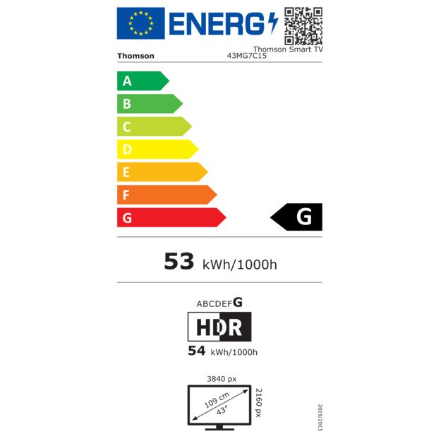 Thomson 43MG7C15 TV 109.2 cm (43 ) 4K Ultra HD Smart TV Wi-Fi Black 320 cd/m2