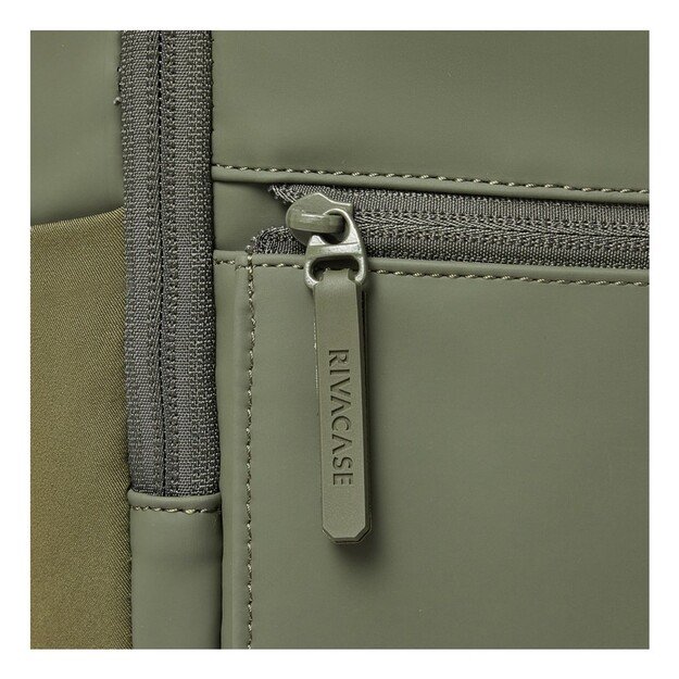 Rivacase Eden backpack Travel backpack Olive PU leather, Polyester, Recycled polyethylene terephthalate (rPET)