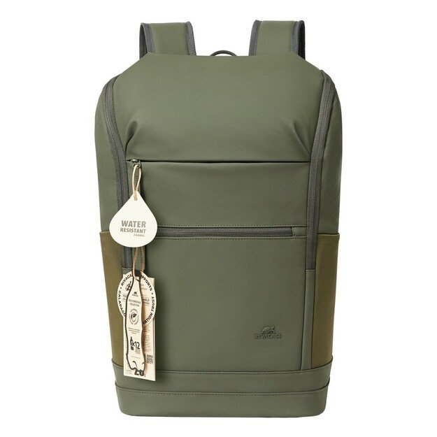 Rivacase Eden backpack Travel backpack Olive PU leather, Polyester, Recycled polyethylene terephthalate (rPET)