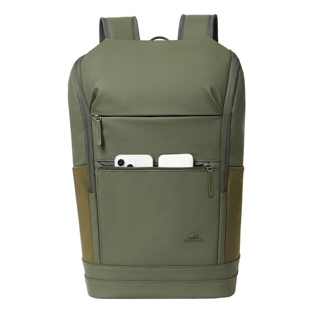 Rivacase Eden backpack Travel backpack Olive PU leather, Polyester, Recycled polyethylene terephthalate (rPET)