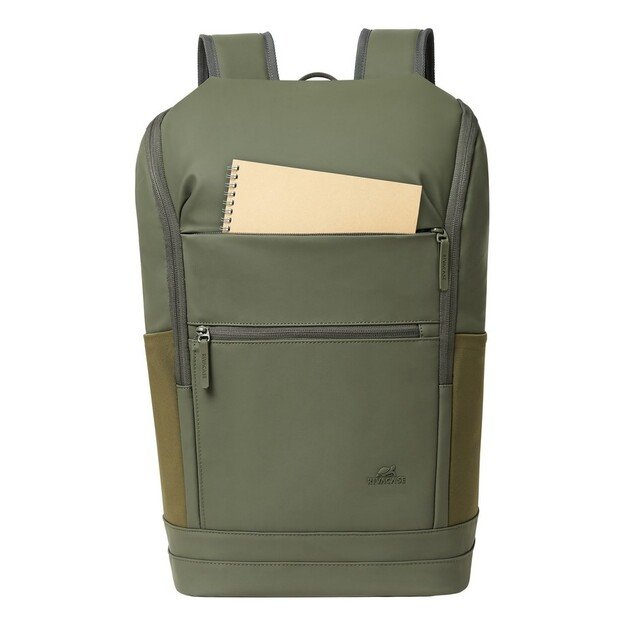 Rivacase Eden backpack Travel backpack Olive PU leather, Polyester, Recycled polyethylene terephthalate (rPET)
