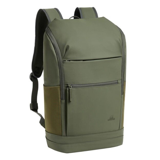 Rivacase Eden backpack Travel backpack Olive PU leather, Polyester, Recycled polyethylene terephthalate (rPET)