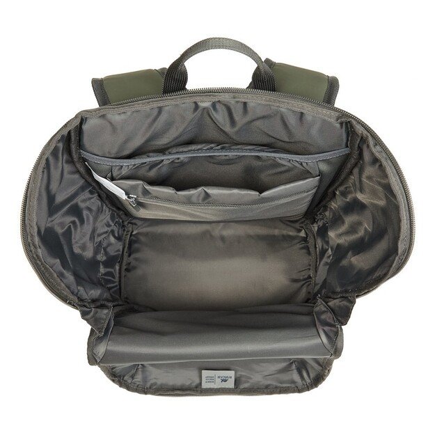Rivacase Eden backpack Travel backpack Olive PU leather, Polyester, Recycled polyethylene terephthalate (rPET)
