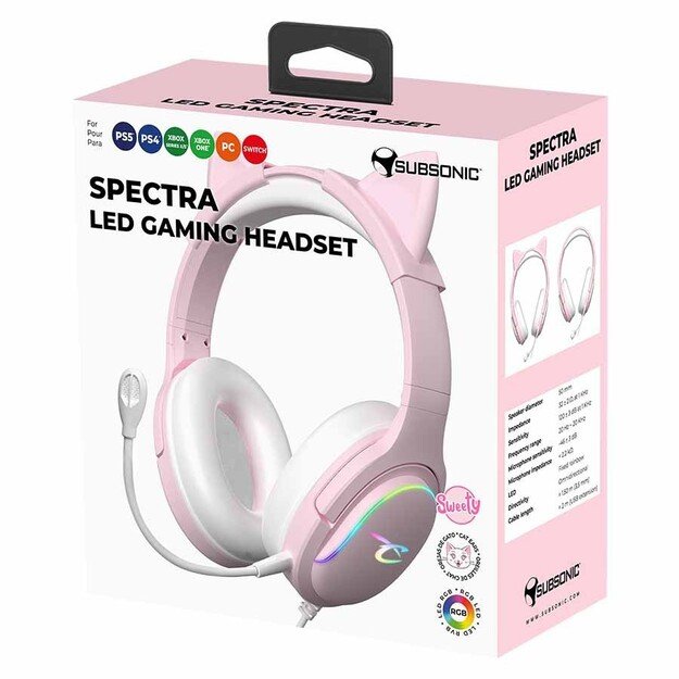 Subsonic Spectra LED Gaming Headset Sweety Pink 1