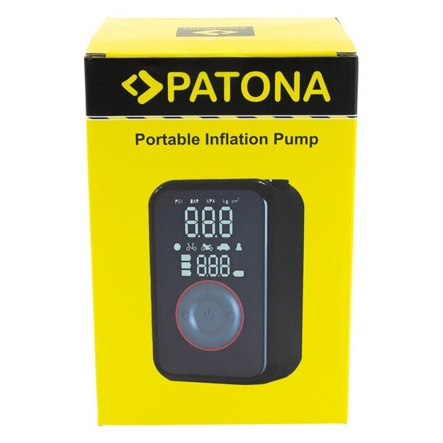 PATONA Electric tire inflator 10.3 bar / 150 PSI Powerbank and LED light Black 6