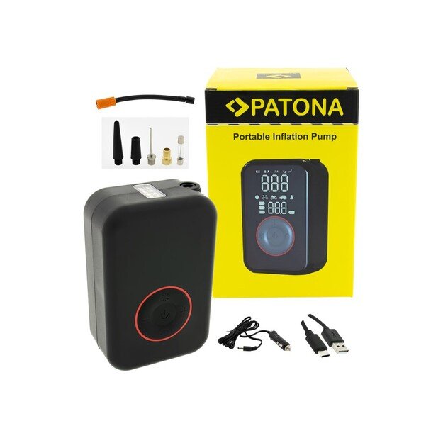 PATONA Electric tire inflator 10.3 bar / 150 PSI Powerbank and LED light Black 5