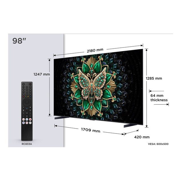 TCL C6K 98C6K TV 2.49 m (98 ) 4K Ultra HD Smart TV Wi-Fi Metallic