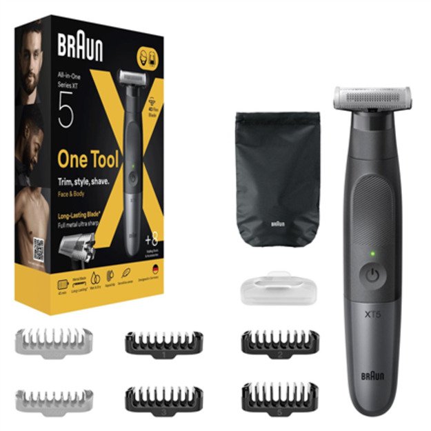 Braun | Face and Body Hair trimmer | XT5200 Series X | Cordless | Wet & Dry | Black/Silver 4