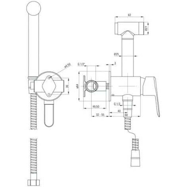 Potinkinis bide mai&scaron;ytuvas su du&scaron;eliu Deante Arnika BQA_N34M, juodas matinis 1