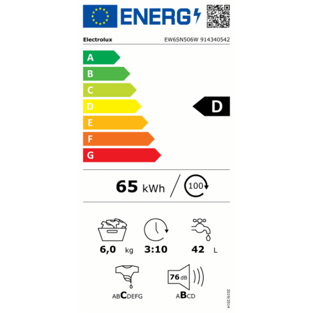 38cm gylio skalbyklė Electrolux EW6SN506W