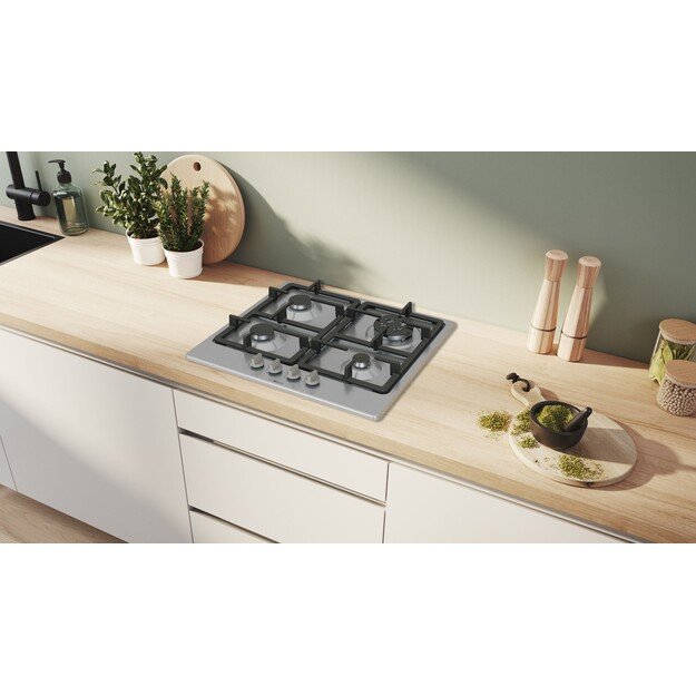 Bosch Serie 4 PGH6B5K90 hob Stainless steel Built-in 58 cm Gas 4 zone(s) 1
