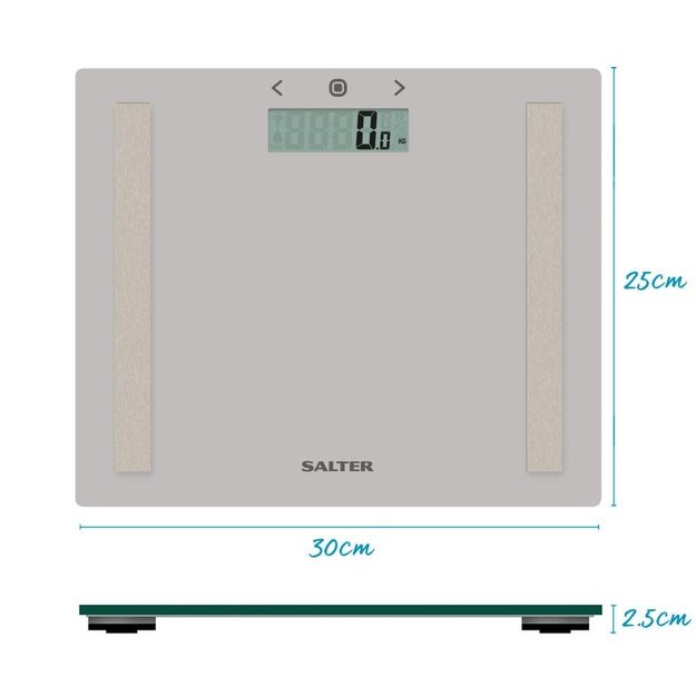 Salter 9113 GFEU12  Compact Glass Analyser Bathroom Scales, Grey