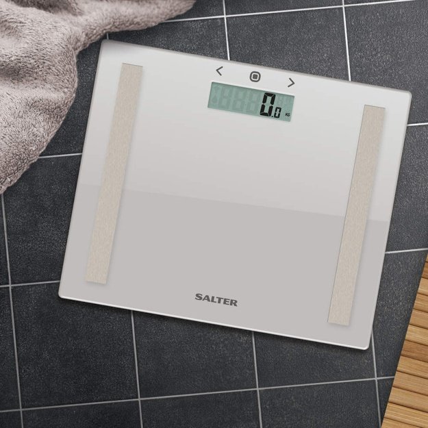 Salter 9113 GFEU12  Compact Glass Analyser Bathroom Scales, Grey