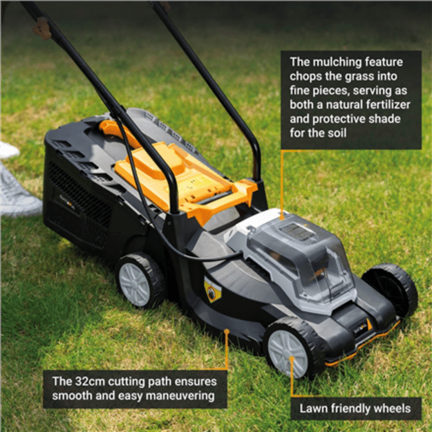 Batavia B.V. 18V Cordless Lawn Mower, 32 cm, Without battery and charger | Mowing Area 200 m&sup2;