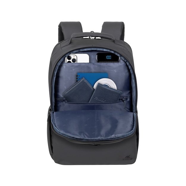 RIVACASE 8435 backpack for laptop 17.3  Tegel ECO, black, waterproof material, eco rPet, pockets for smartphone, documents,