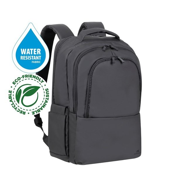 RIVACASE 8435 backpack for laptop 17.3  Tegel ECO, black, waterproof material, eco rPet, pockets for smartphone, documents,