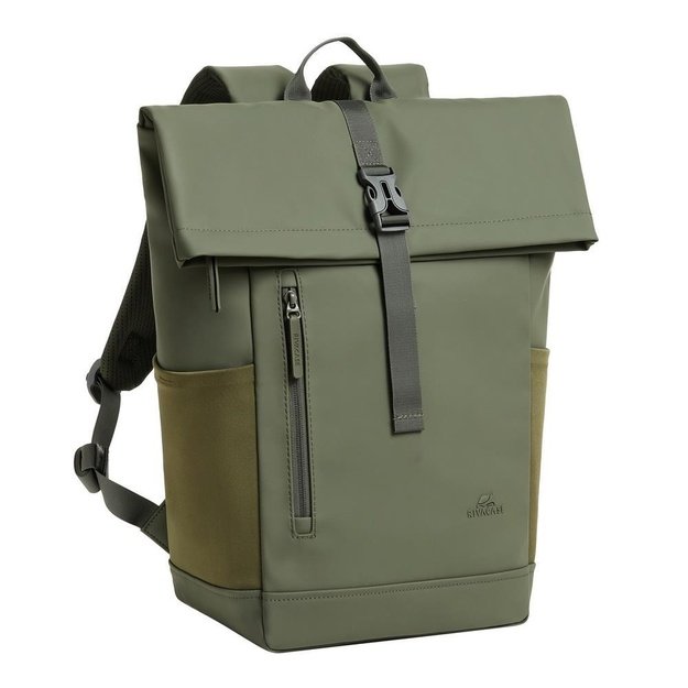 Rivacase Eden backpack Travel backpack Olive PU leather, Polyester, Recycled polyethylene terephthalate (rPET)