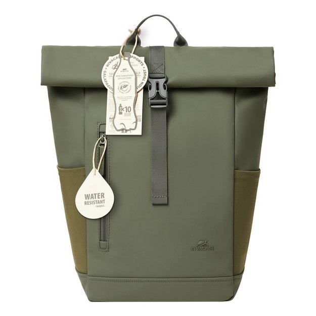 Rivacase Eden backpack Travel backpack Olive PU leather, Polyester, Recycled polyethylene terephthalate (rPET)