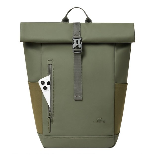 Rivacase Eden backpack Travel backpack Olive PU leather, Polyester, Recycled polyethylene terephthalate (rPET)