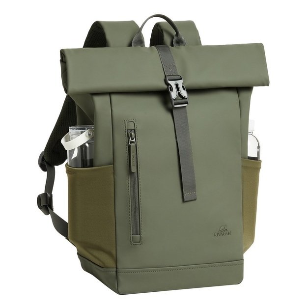 Rivacase Eden backpack Travel backpack Olive PU leather, Polyester, Recycled polyethylene terephthalate (rPET)