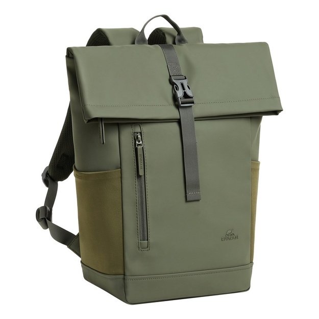 Rivacase Eden backpack Travel backpack Olive PU leather, Polyester, Recycled polyethylene terephthalate (rPET)