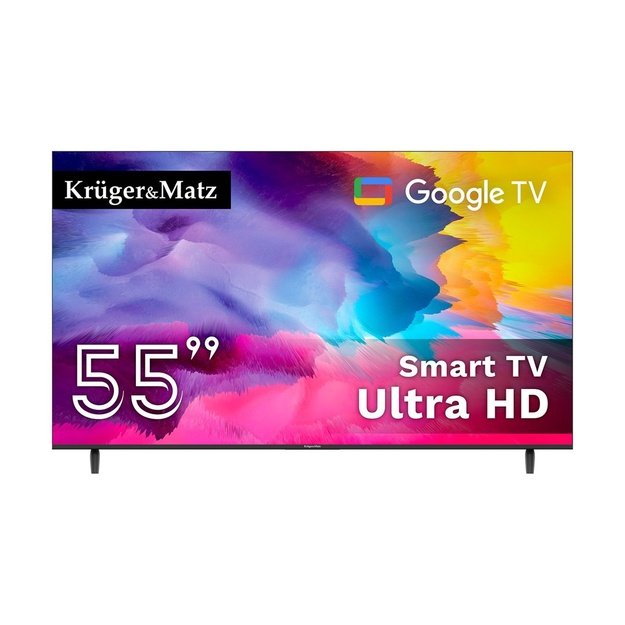 Televizorius Kruger and Matz 55  UHD Google TV 5.0  DVB-T2/T/C  H.265  HEVC