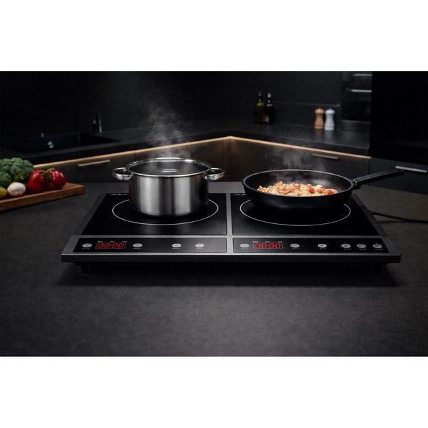 Induction cooker, two-burner adjustable hob, 2000W + 2000W BLOW