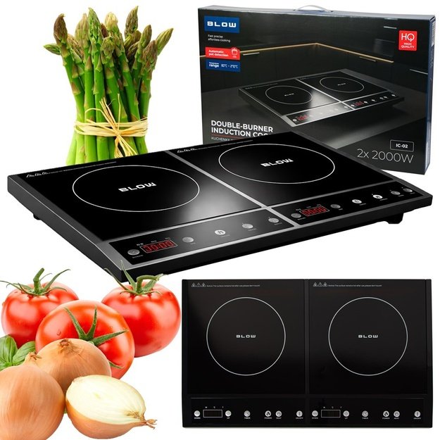 Induction cooker, two-burner adjustable hob, 2000W + 2000W BLOW
