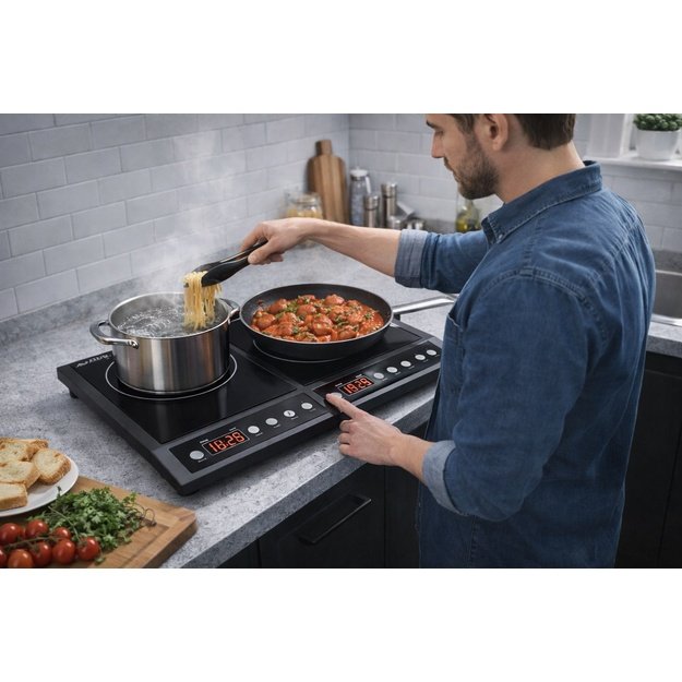 Induction cooker, two-burner adjustable hob, 2000W + 2000W BLOW