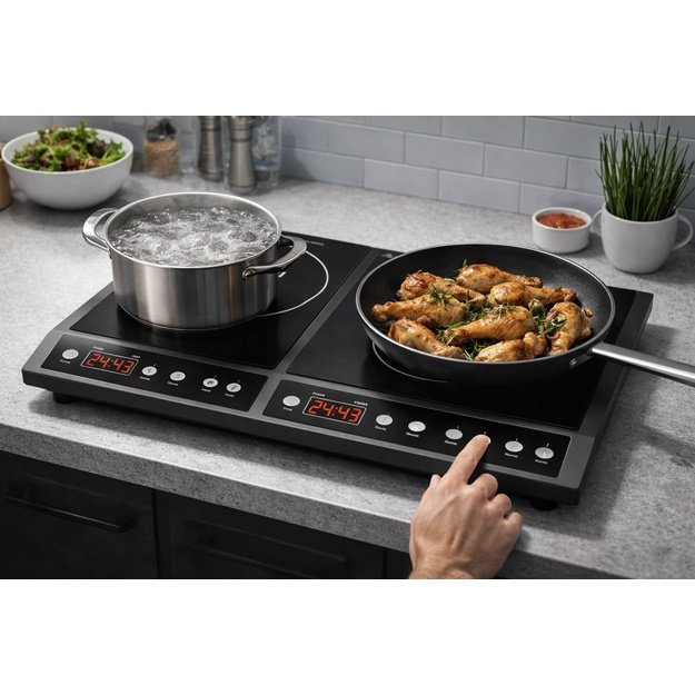 Induction cooker, two-burner adjustable hob, 2000W + 2000W BLOW