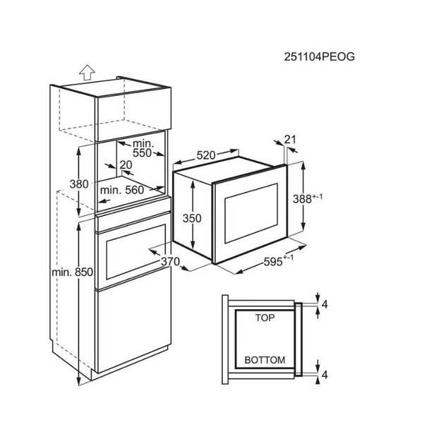 Įmontuojama mikrobangų krosnelė Electrolux 500 serija, Grill, LMS4253TBK, 25 l