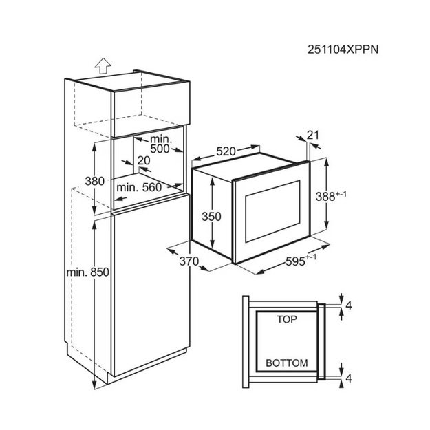 Įmontuojama mikrobangų krosnelė Electrolux 500 serija, Grill, LMS4253TBK, 25 l