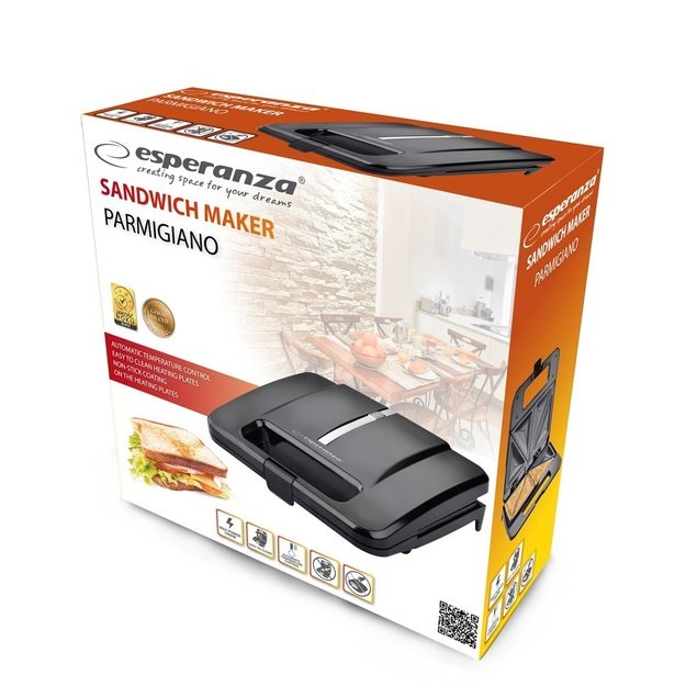 Toaster for sandwiches Esperanza PARMIGIANO EKT010 (1000W, black color)