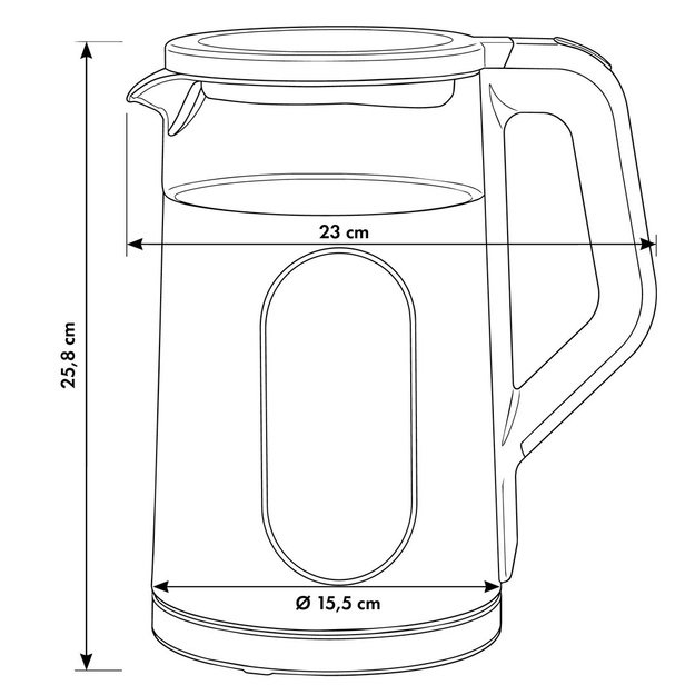 GreenBlue Cordless Electric Kettle, 1.7 L capacity, glass water tank, easy-to-read display, temperature selection, 2200 W,