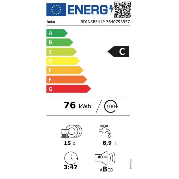 Įmontuojama indaplovė Beko BDIN38541P