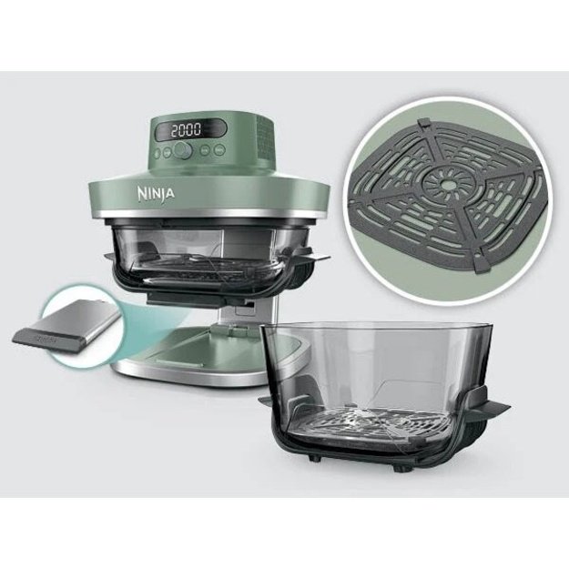 Kar&scaron;to oro gruzdintuvė Ninja Crispi Pro 5-in-1, AS090EUGN, 5,7 l ir 2,3 l, samanų žalia