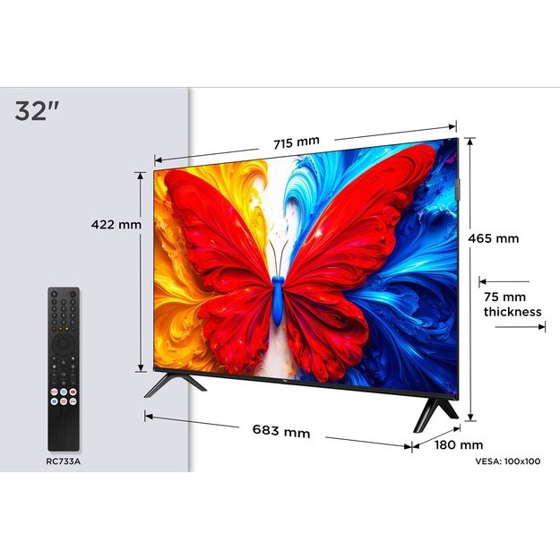 TCL S5L 32S5L TV 81.3 cm (32 ) Full HD Smart TV Wi-Fi Black 300 cd/m&sup2;