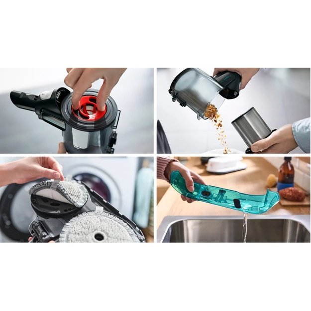 Cordless 2-in-1 hoover, vacuuming and mopping Unlimited 7 ProHygienic Aqua White