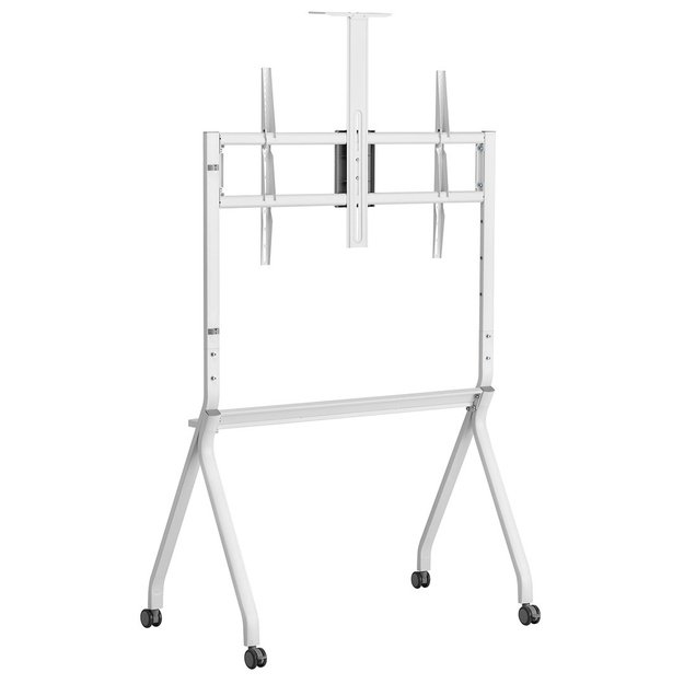 Maclean TV stand / cart, camera shelf, on casters, 55-100 , max load 120kg/10kg shelf, max. VESA 900x600, white, MC-114 W